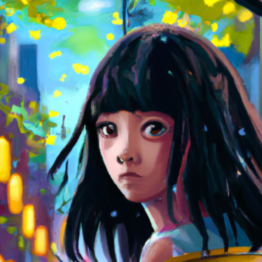 portrait of a young japanese woman in tokyo, trees, izakaya, anime oil painting, high resolution, ghibli inspired, 4k