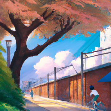 sports in japan, tokyo, trees, izakaya, anime oil painting, high resolution, ghibli inspired, 4k